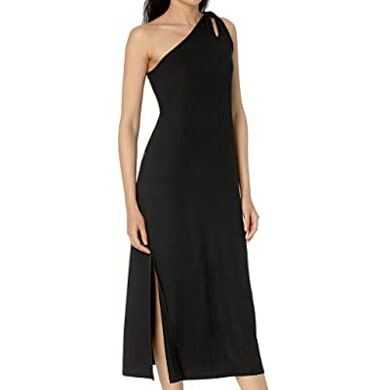 Loose-fit One-Shoulder Cutout Rib Knit Maxi Dress